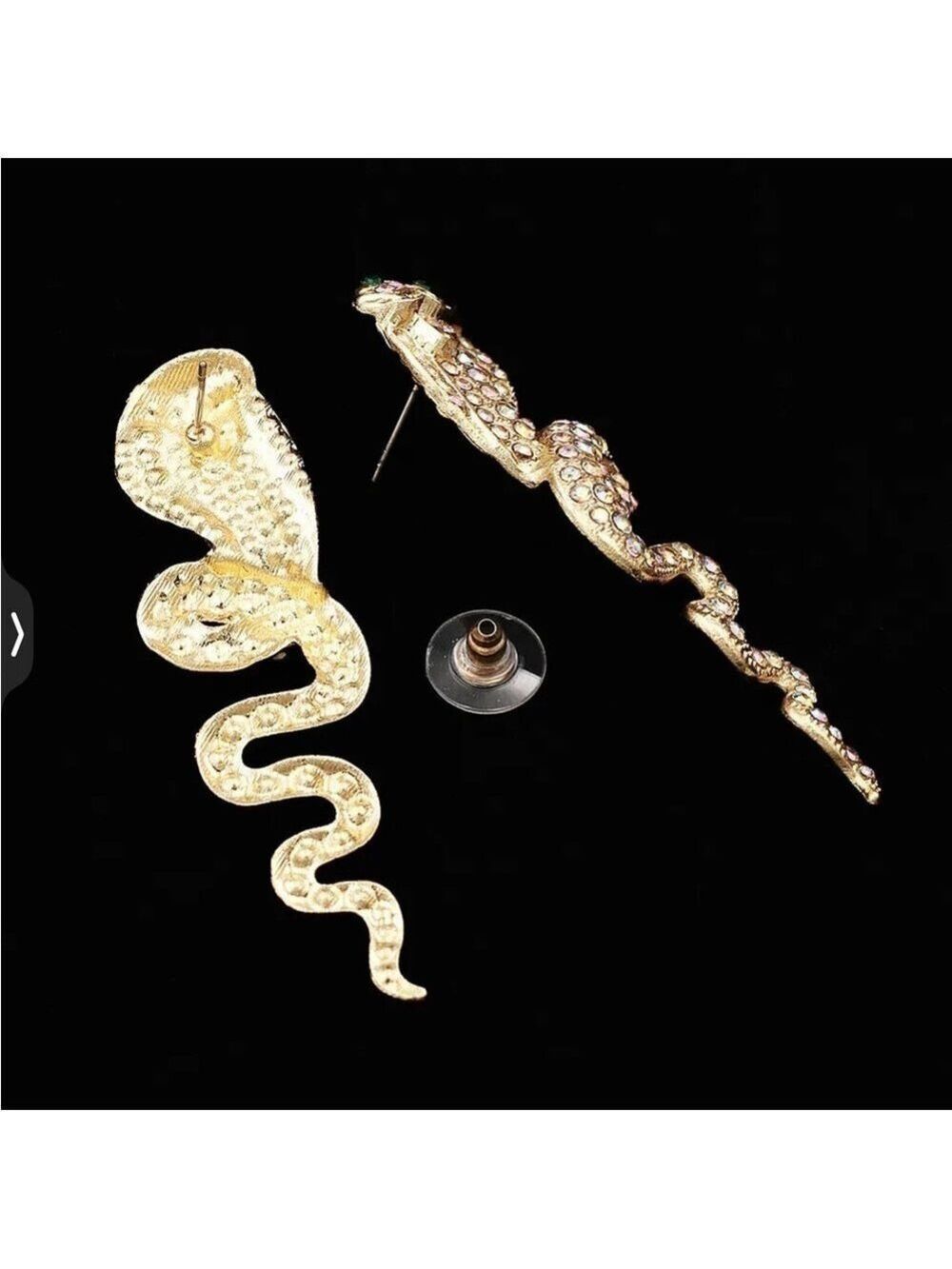 Betsey Johnson Gold Cobra Rhinestone Stud Earrings - Picture 5 of 6